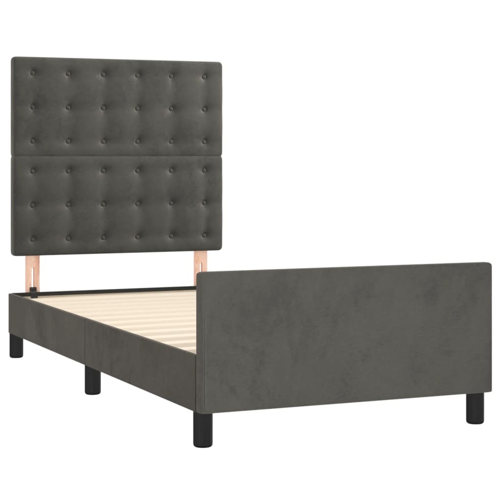 Bedframe zonder matras 90x190 cm fluweel donkergrijs is nu te koop bij PeponiXL, paradijselijk wonen!
