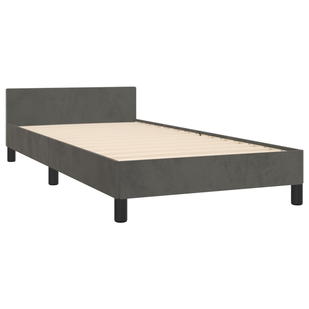Bedframe zonder matras 90x190 cm fluweel donkergrijs is nu te koop bij PeponiXL, paradijselijk wonen!
