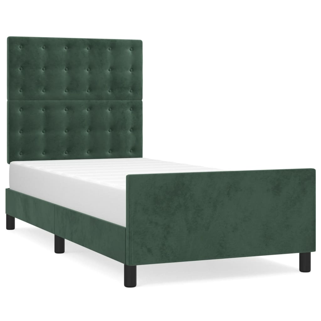 Bedframe zonder matras 90x190 cm fluweel donkergroen is nu te koop bij PeponiXL, paradijselijk wonen!