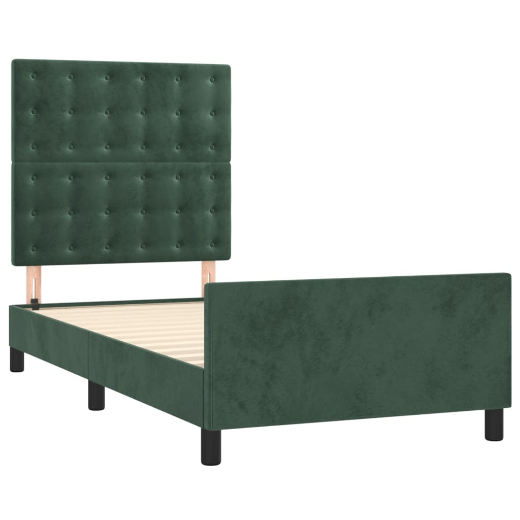 Bedframe zonder matras 90x190 cm fluweel donkergroen is nu te koop bij PeponiXL, paradijselijk wonen!