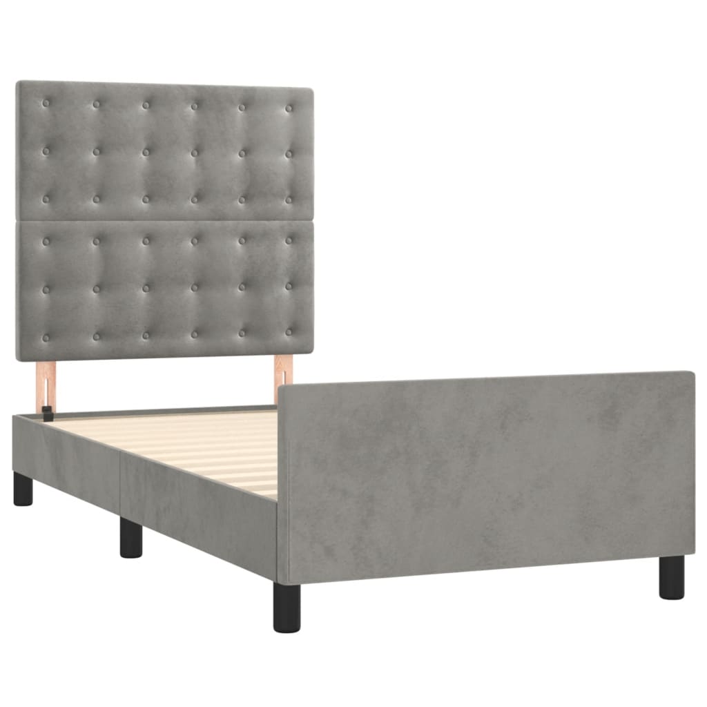 Bedframe zonder matras 90x200 cm fluweel lichtgrijs is nu te koop bij PeponiXL, paradijselijk wonen!