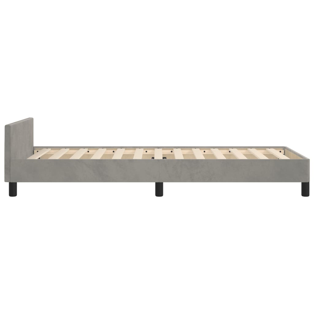 Bedframe zonder matras 90x200 cm fluweel lichtgrijs is nu te koop bij PeponiXL, paradijselijk wonen!