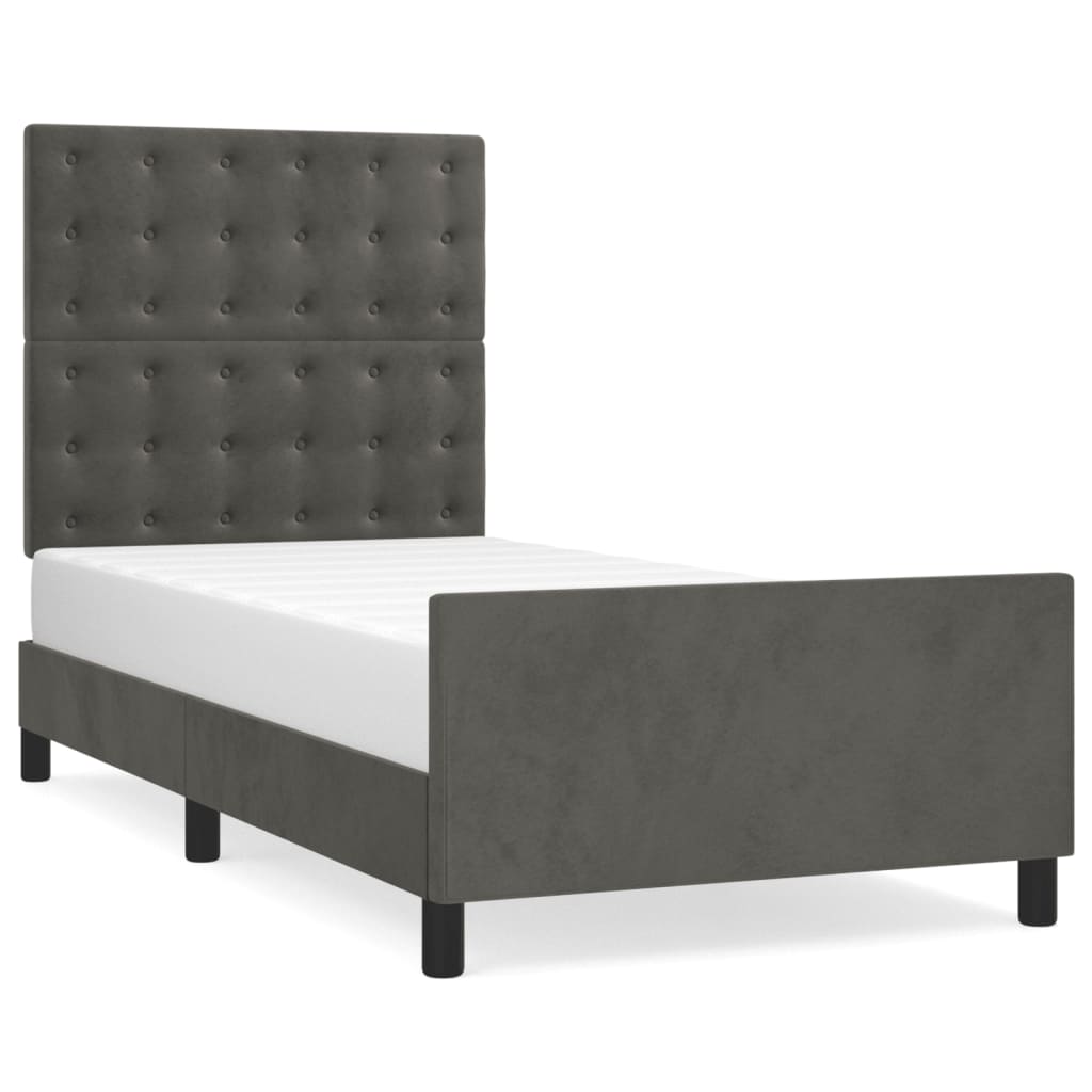 Bedframe zonder matras 90x200 cm fluweel donkergrijs is nu te koop bij PeponiXL, paradijselijk wonen!
