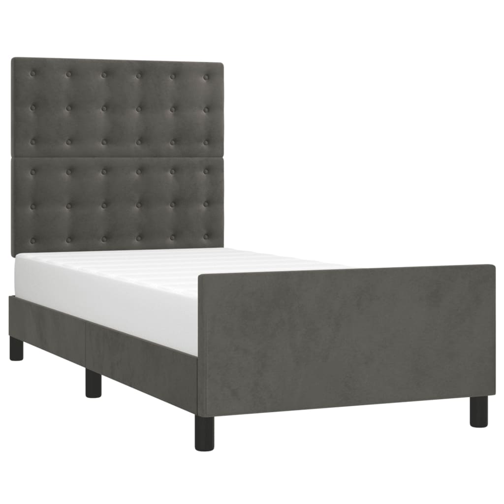 Bedframe zonder matras 90x200 cm fluweel donkergrijs is nu te koop bij PeponiXL, paradijselijk wonen!