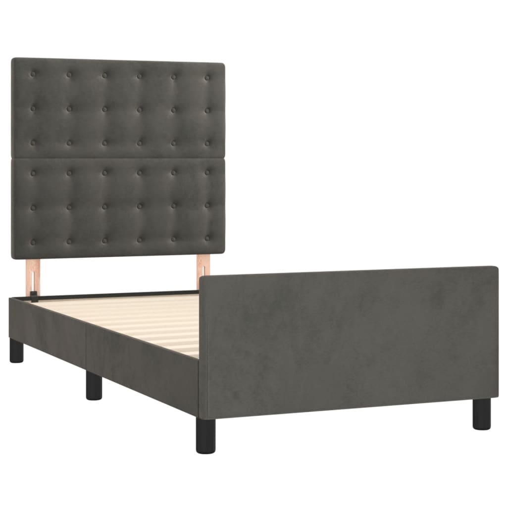 Bedframe zonder matras 90x200 cm fluweel donkergrijs is nu te koop bij PeponiXL, paradijselijk wonen!