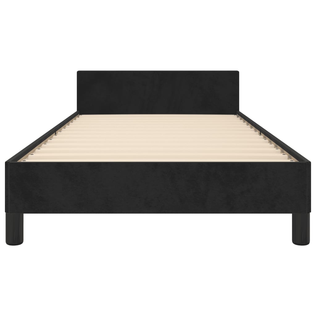 Bedframe met hoofdeinde fluweel zwart 90x200 cm is nu te koop bij PeponiXL, paradijselijk wonen!
