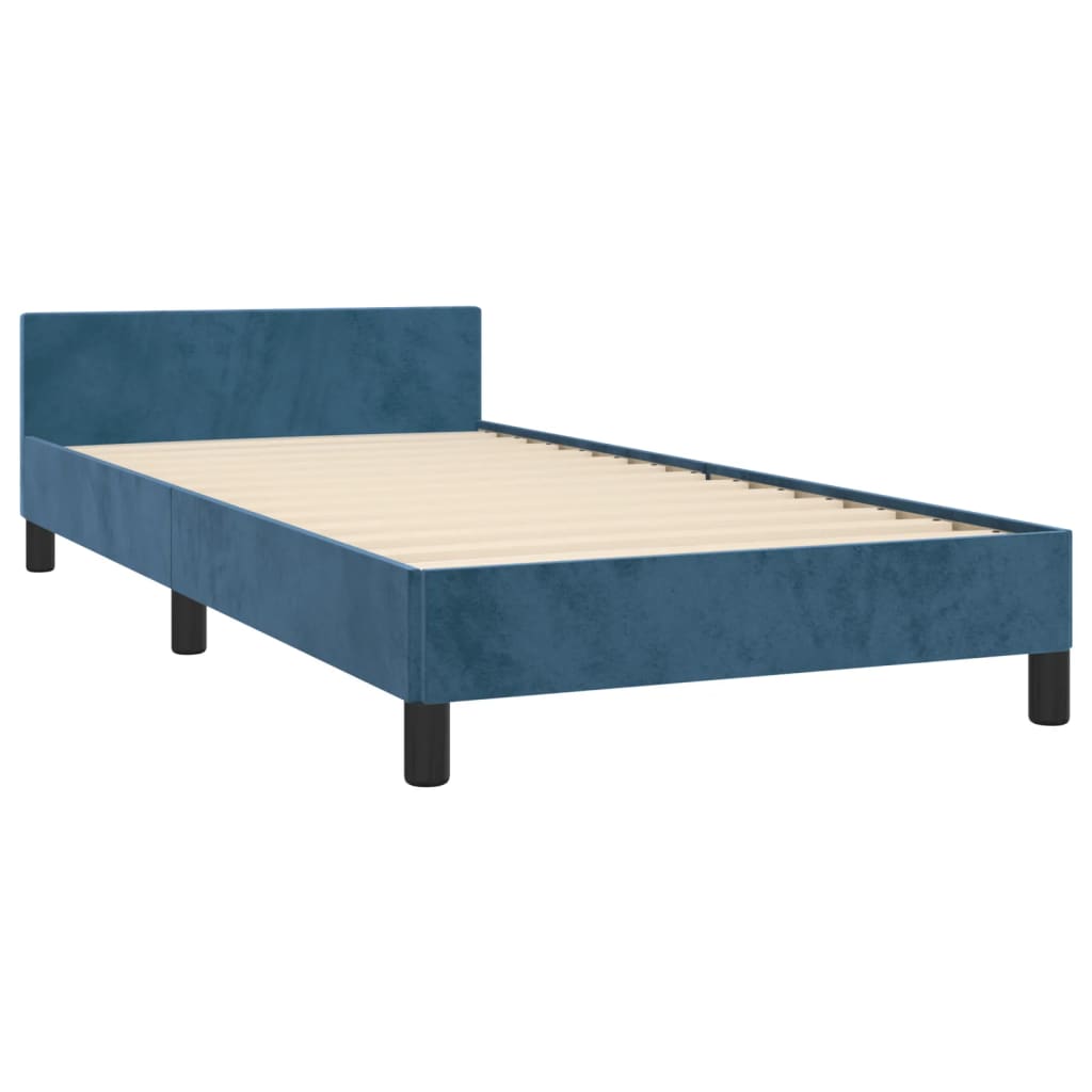 Bedframe zonder matras 90x200 cm fluweel donkerblauw is nu te koop bij PeponiXL, paradijselijk wonen!