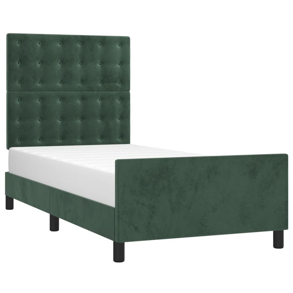 Bedframe zonder matras 100x200 cm fluweel donkergroen is nu te koop bij PeponiXL, paradijselijk wonen!
