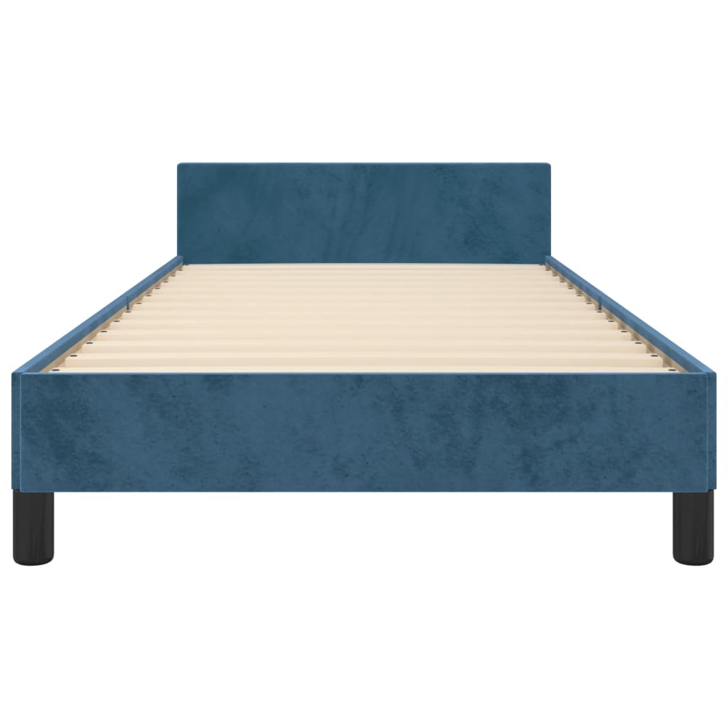 Bedframe zonder matras 100x200 cm fluweel donkerblauw is nu te koop bij PeponiXL, paradijselijk wonen!