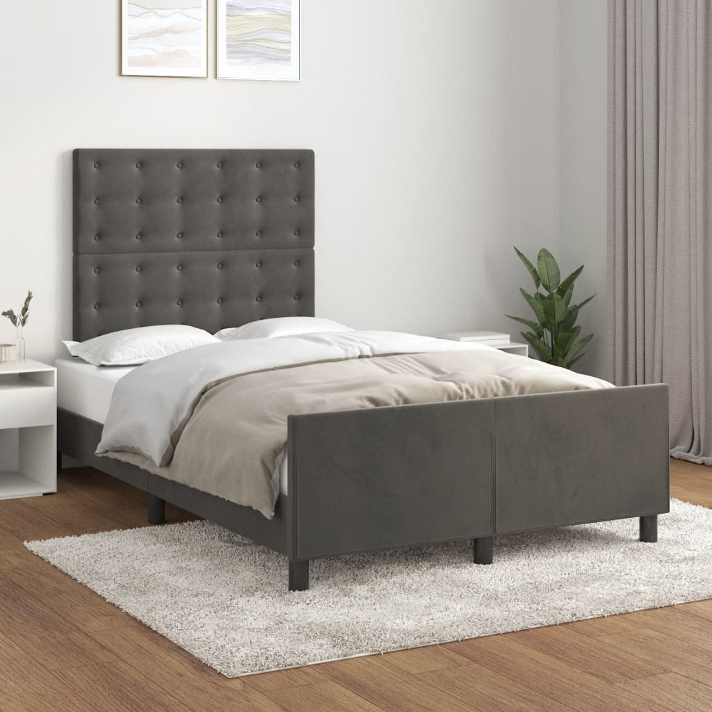 Bedframe zonder matras 120x200 cm fluweel donkergrijs is nu te koop bij PeponiXL, paradijselijk wonen!