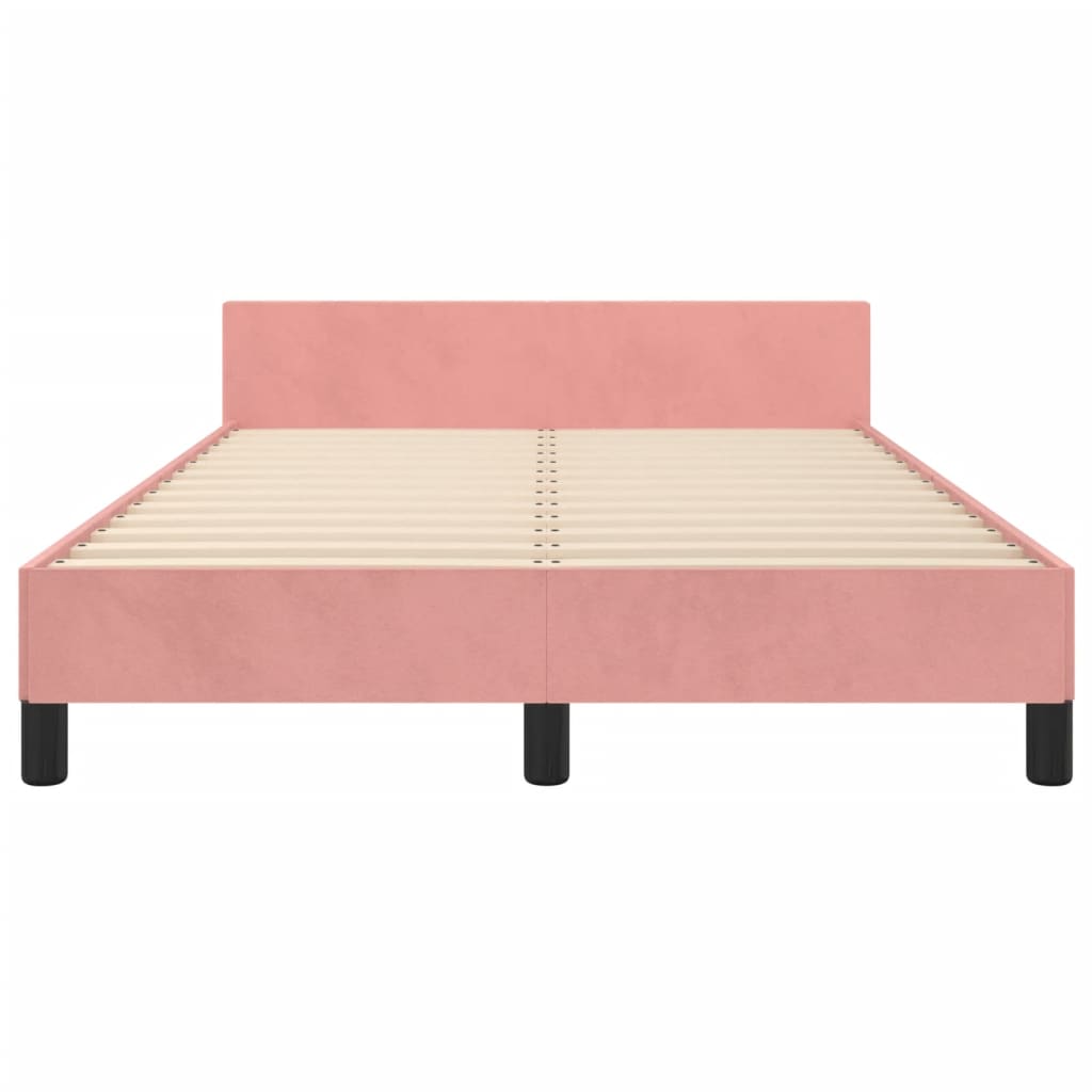 Bedframe met hoofdeinde fluweel roze 120x200 cm is nu te koop bij PeponiXL, paradijselijk wonen!