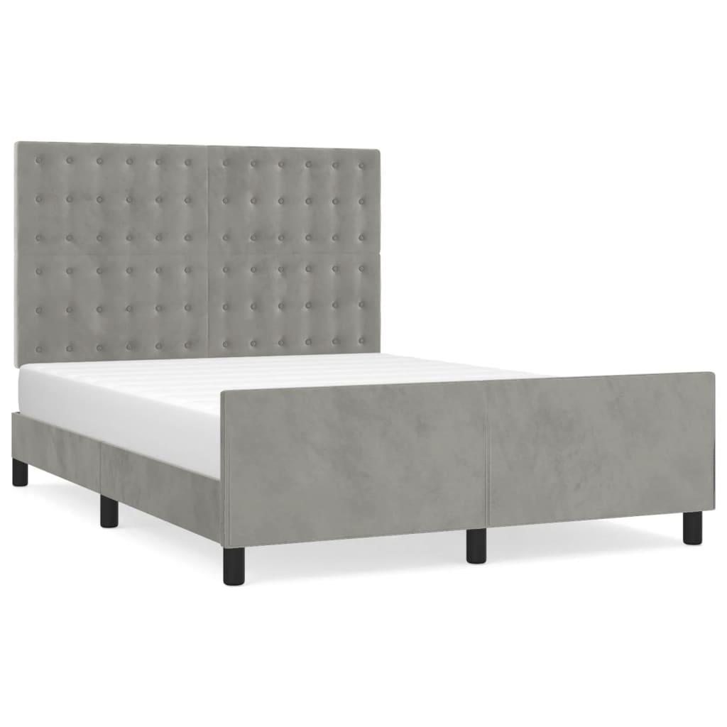 Bedframe zonder matras 140x190 cm fluweel lichtgrijs is nu te koop bij PeponiXL, paradijselijk wonen!