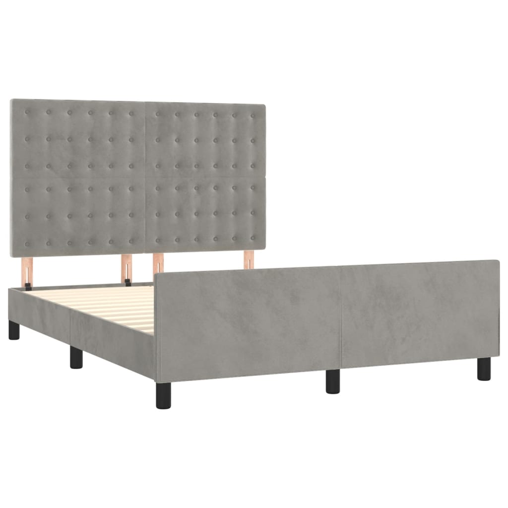 Bedframe zonder matras 140x190 cm fluweel lichtgrijs is nu te koop bij PeponiXL, paradijselijk wonen!