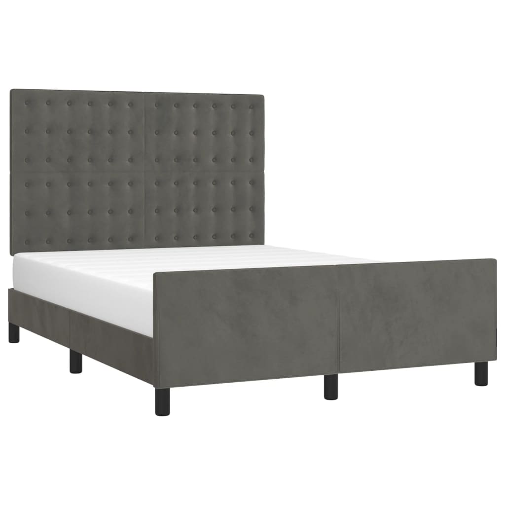 Bedframe zonder matras 140x190 cm fluweel donkergrijs is nu te koop bij PeponiXL, paradijselijk wonen!
