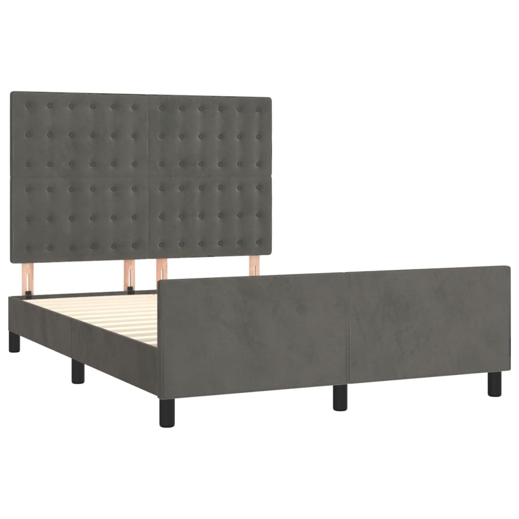 Bedframe zonder matras 140x190 cm fluweel donkergrijs is nu te koop bij PeponiXL, paradijselijk wonen!
