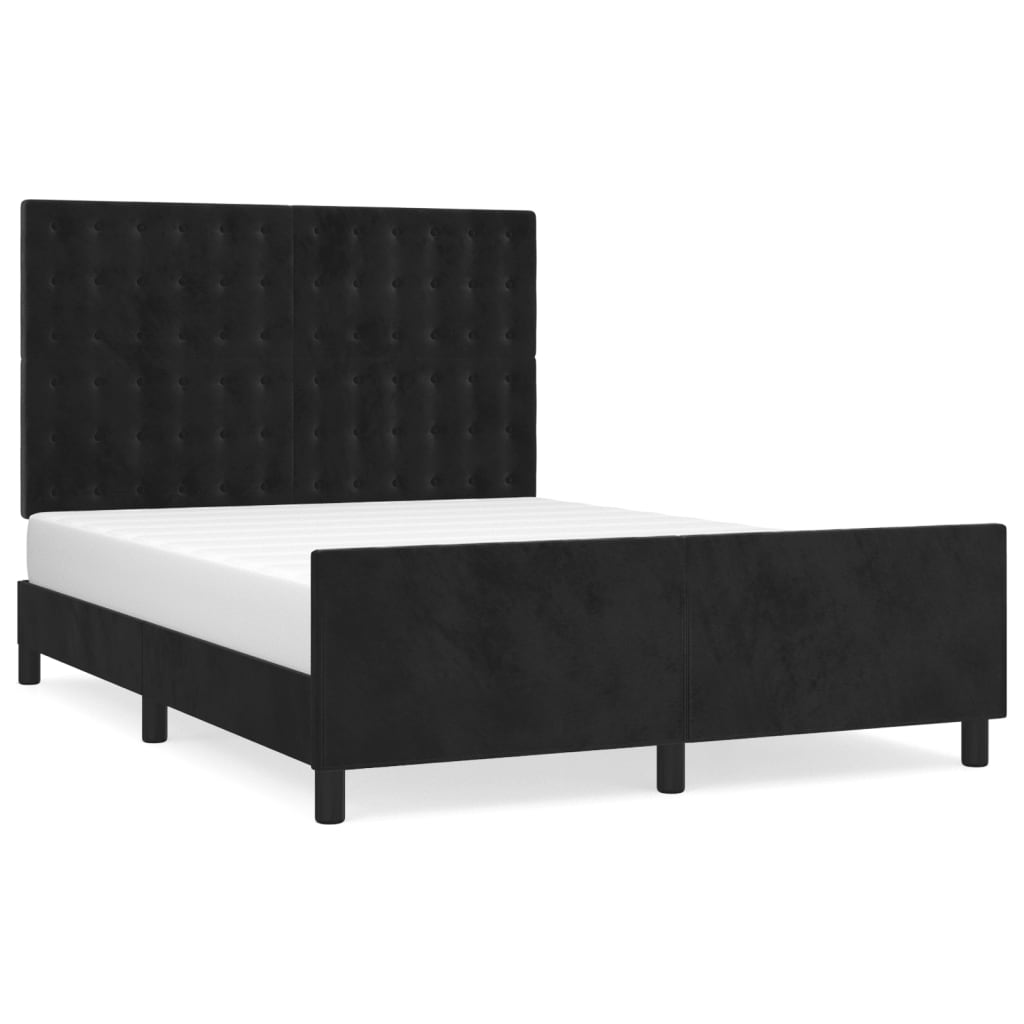 Bedframe zonder matras 140x190 cm fluweel zwart is nu te koop bij PeponiXL, paradijselijk wonen!