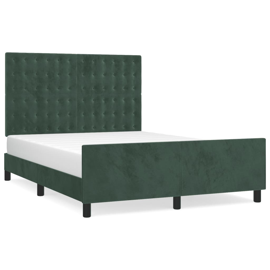 Bedframe zonder matras 140x190 cm fluweel donkergroen is nu te koop bij PeponiXL, paradijselijk wonen!