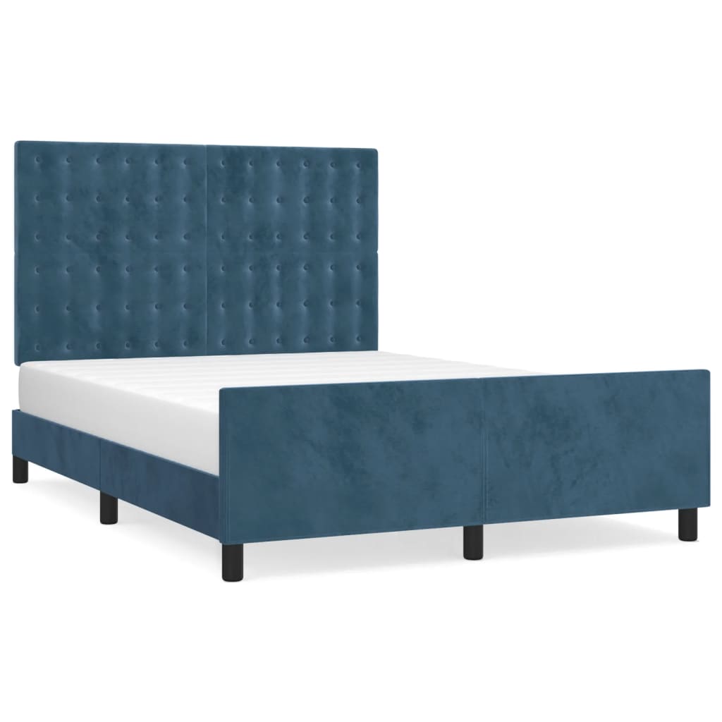 Bedframe zonder matras 140x190 cm fluweel donkerblauw is nu te koop bij PeponiXL, paradijselijk wonen!