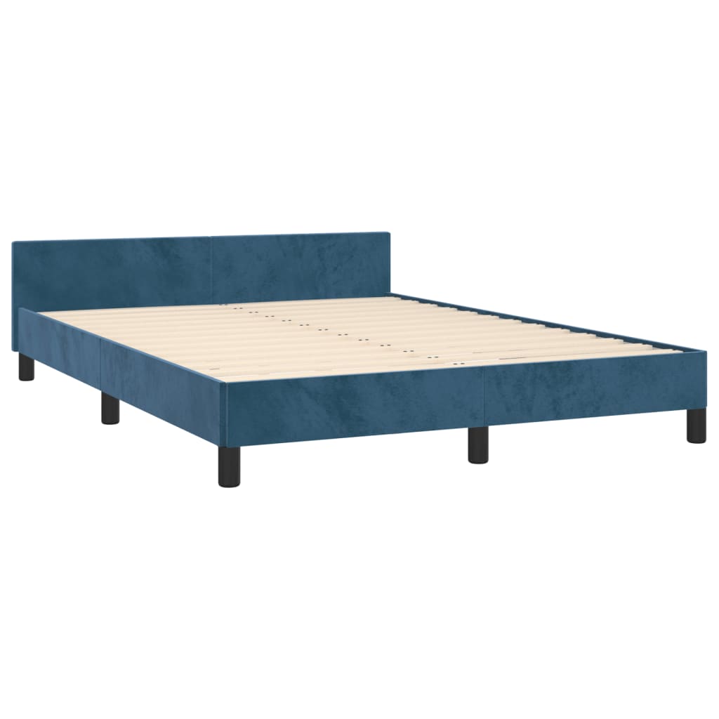 Bedframe zonder matras 140x190 cm fluweel donkerblauw is nu te koop bij PeponiXL, paradijselijk wonen!