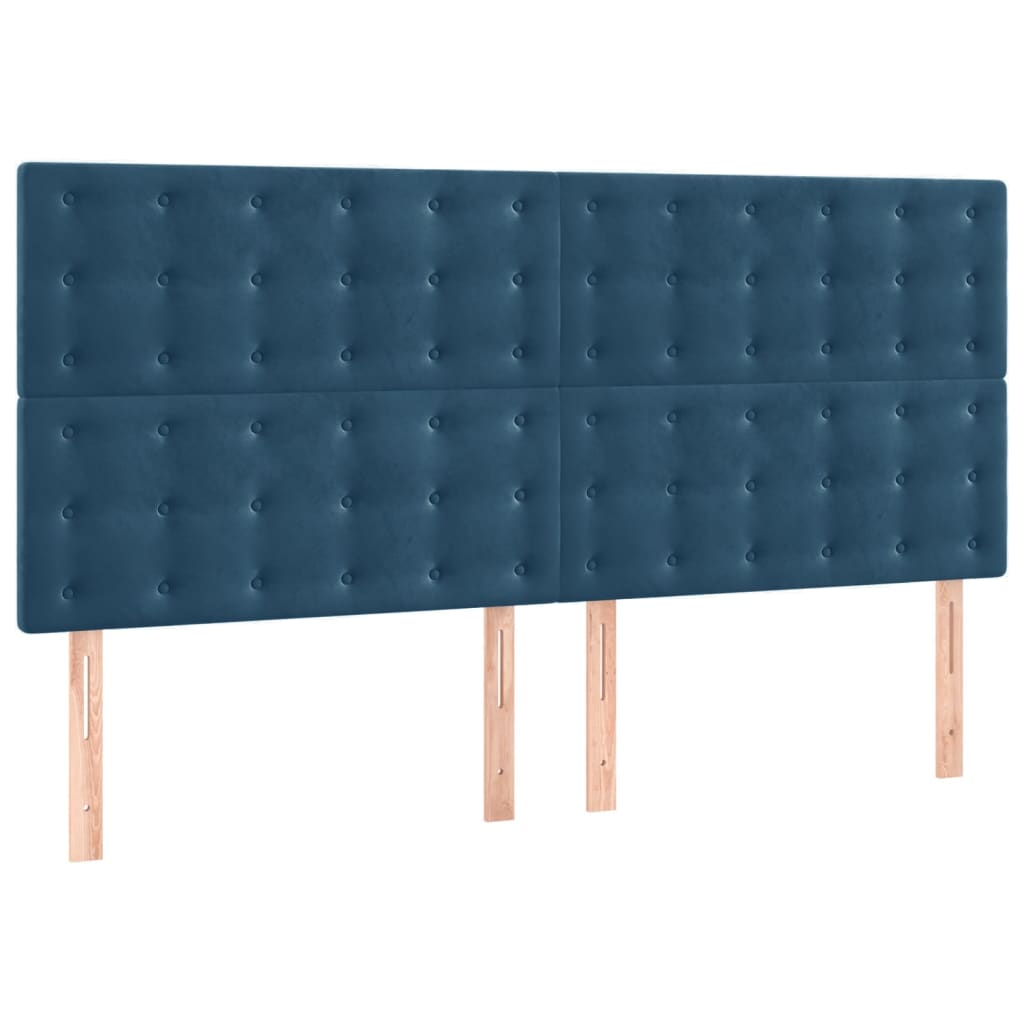 Bedframe zonder matras 140x190 cm fluweel donkerblauw is nu te koop bij PeponiXL, paradijselijk wonen!