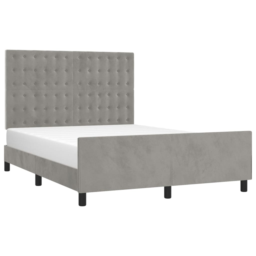 Bedframe zonder matras 140x200 cm fluweel lichtgrijs is nu te koop bij PeponiXL, paradijselijk wonen!