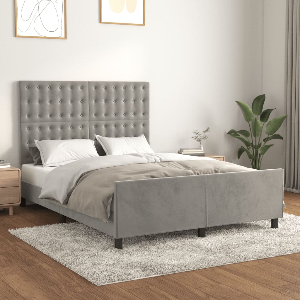 Bedframe zonder matras 140x200 cm fluweel lichtgrijs is nu te koop bij PeponiXL, paradijselijk wonen!