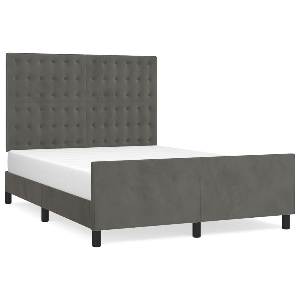 Bedframe zonder matras 140x200 cm fluweel donkergrijs is nu te koop bij PeponiXL, paradijselijk wonen!