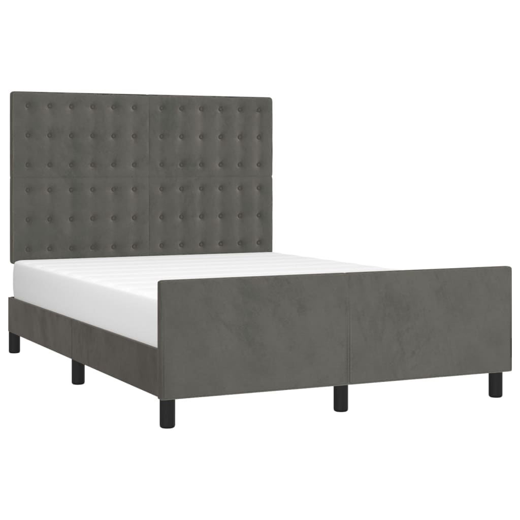 Bedframe zonder matras 140x200 cm fluweel donkergrijs is nu te koop bij PeponiXL, paradijselijk wonen!