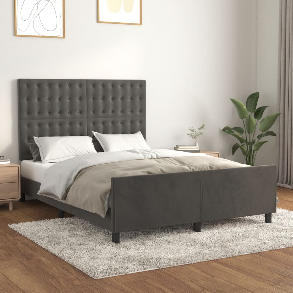 Bedframe zonder matras 140x200 cm fluweel donkergrijs is nu te koop bij PeponiXL, paradijselijk wonen!
