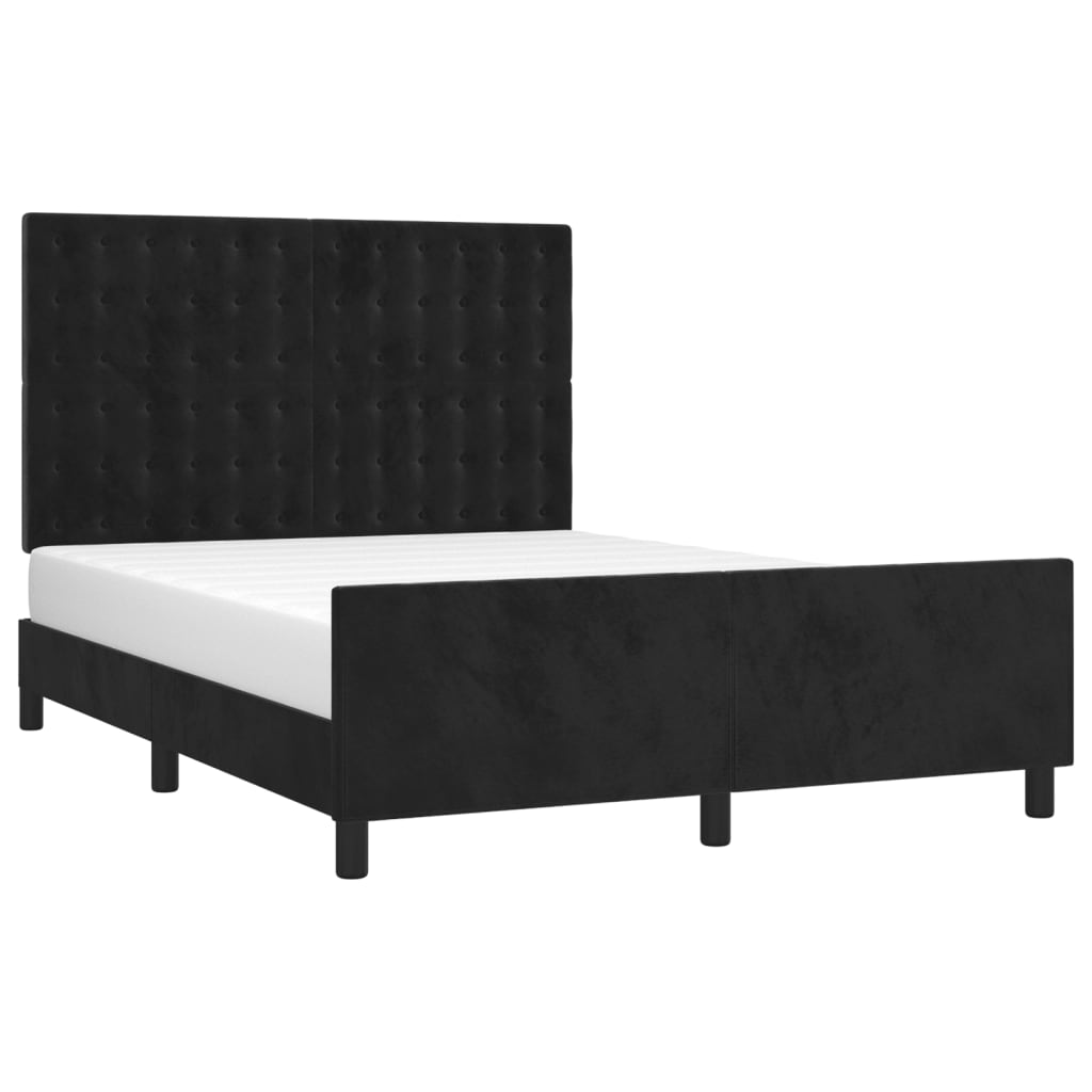 Bedframe zonder matras 140x200 cm fluweel zwart is nu te koop bij PeponiXL, paradijselijk wonen!
