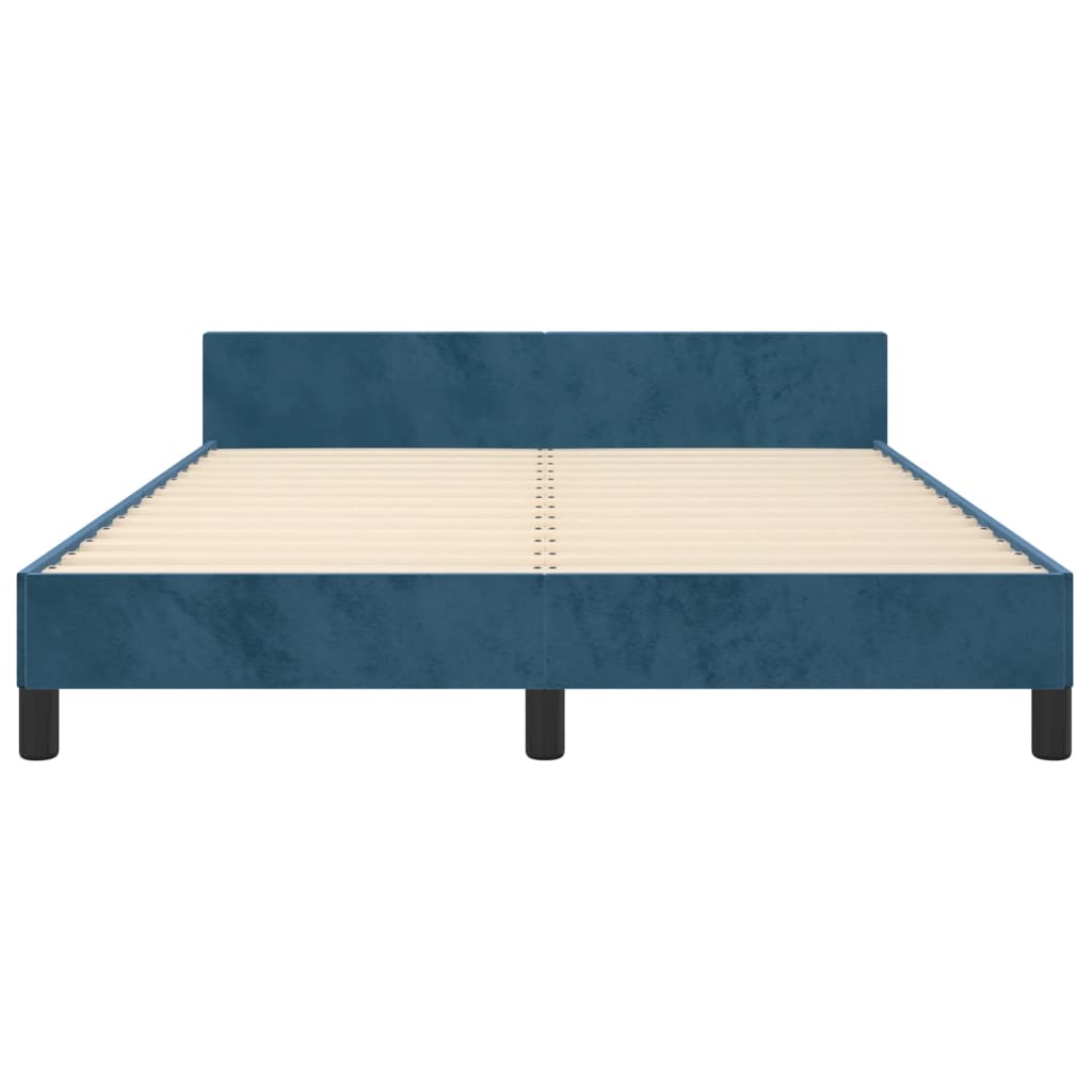 Bedframe zonder matras 140x200 cm fluweel donkerblauw is nu te koop bij PeponiXL, paradijselijk wonen!
