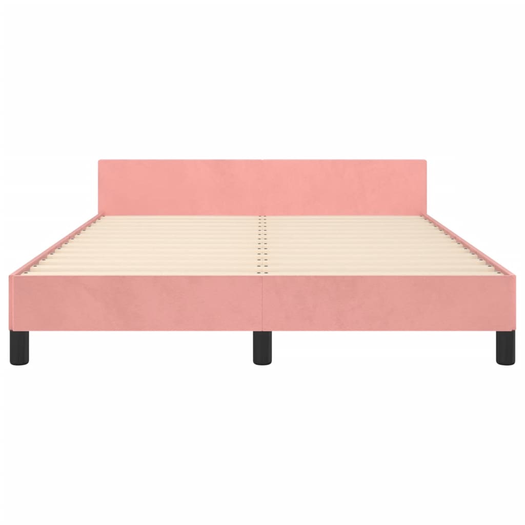 Bedframe met hoofdeinde fluweel roze 140x200 cm is nu te koop bij PeponiXL, paradijselijk wonen!