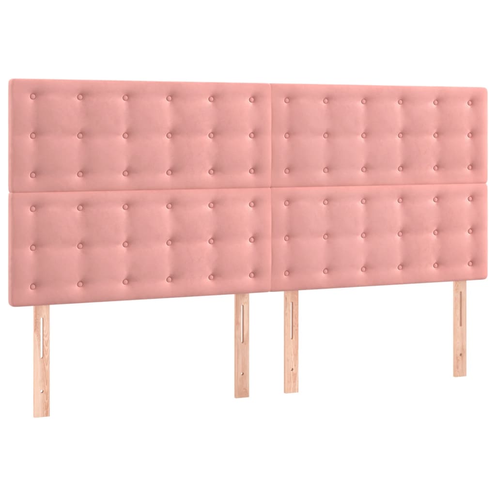 Bedframe met hoofdeinde fluweel roze 140x200 cm is nu te koop bij PeponiXL, paradijselijk wonen!