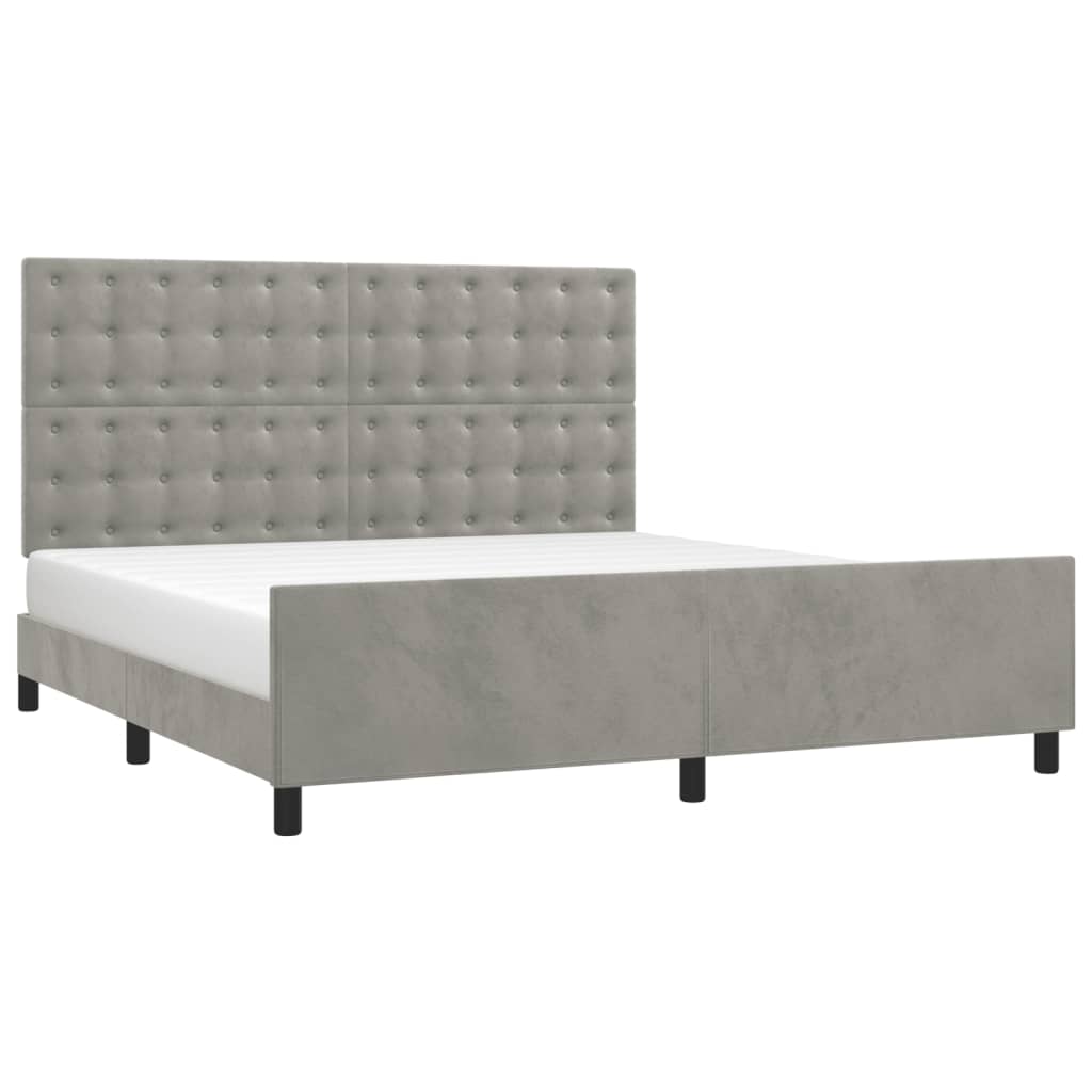 Bedframe zonder matras 160x200 cm fluweel lichtgrijs is nu te koop bij PeponiXL, paradijselijk wonen!