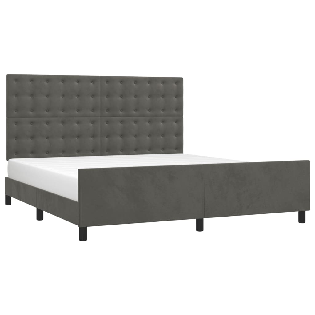 Bedframe zonder matras 160x200 cm fluweel donkergrijs is nu te koop bij PeponiXL, paradijselijk wonen!
