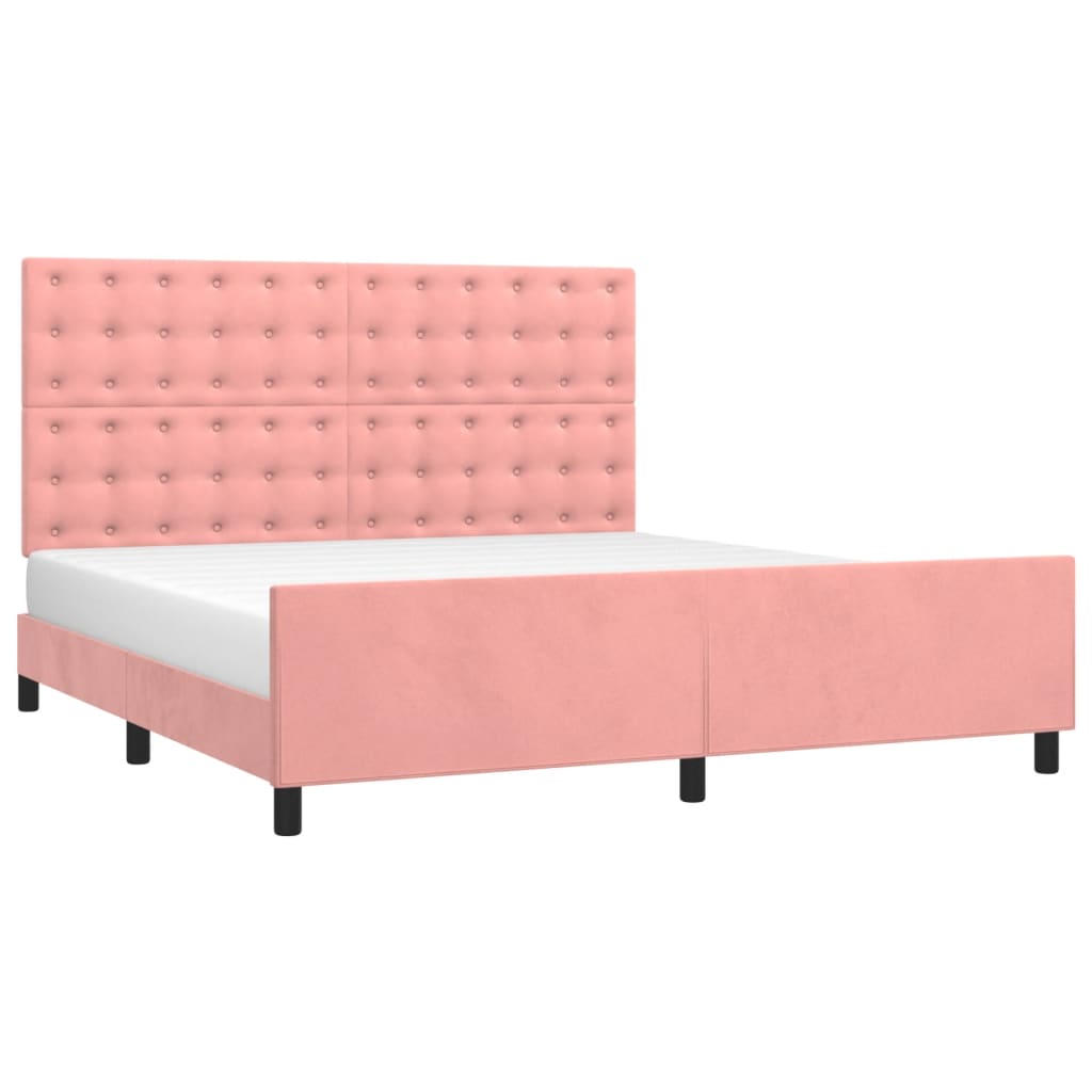 Bedframe met hoofdeinde fluweel roze 160x200 cm is nu te koop bij PeponiXL, paradijselijk wonen!