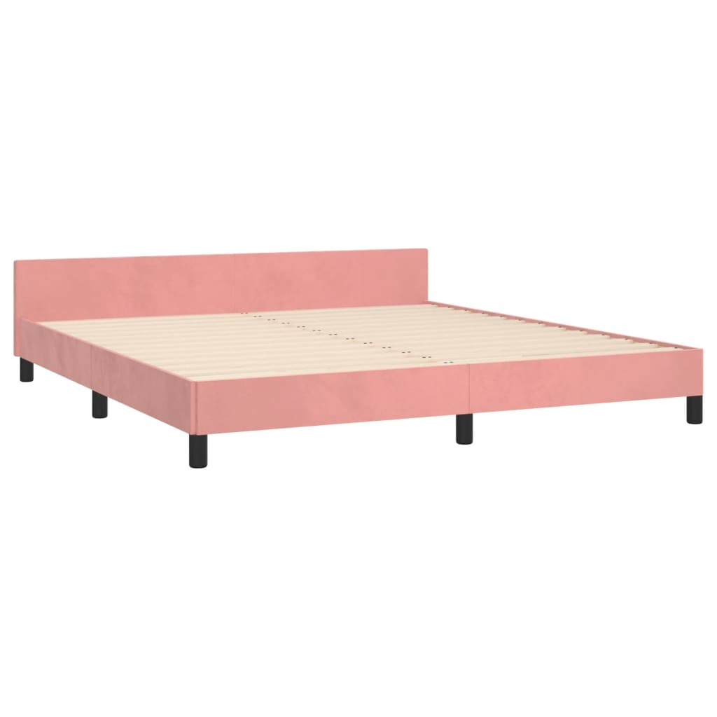 Bedframe met hoofdeinde fluweel roze 160x200 cm is nu te koop bij PeponiXL, paradijselijk wonen!