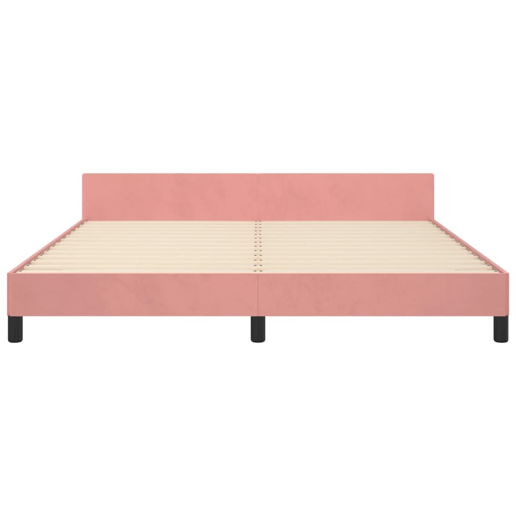 Bedframe met hoofdeinde fluweel roze 160x200 cm is nu te koop bij PeponiXL, paradijselijk wonen!