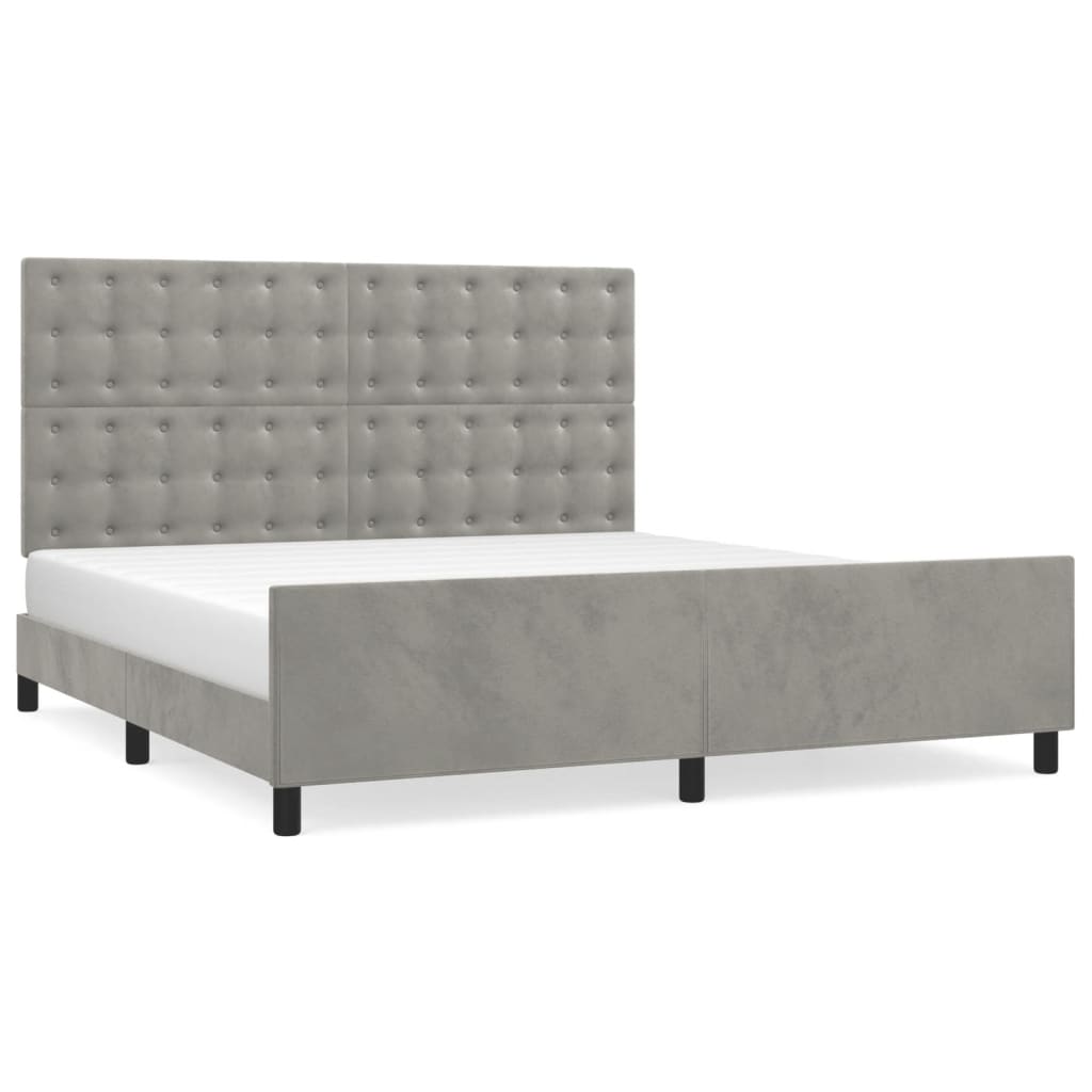 Bedframe met hoofdeinde fluweel lichtgrijs 180x200 cm is nu te koop bij PeponiXL, paradijselijk wonen!