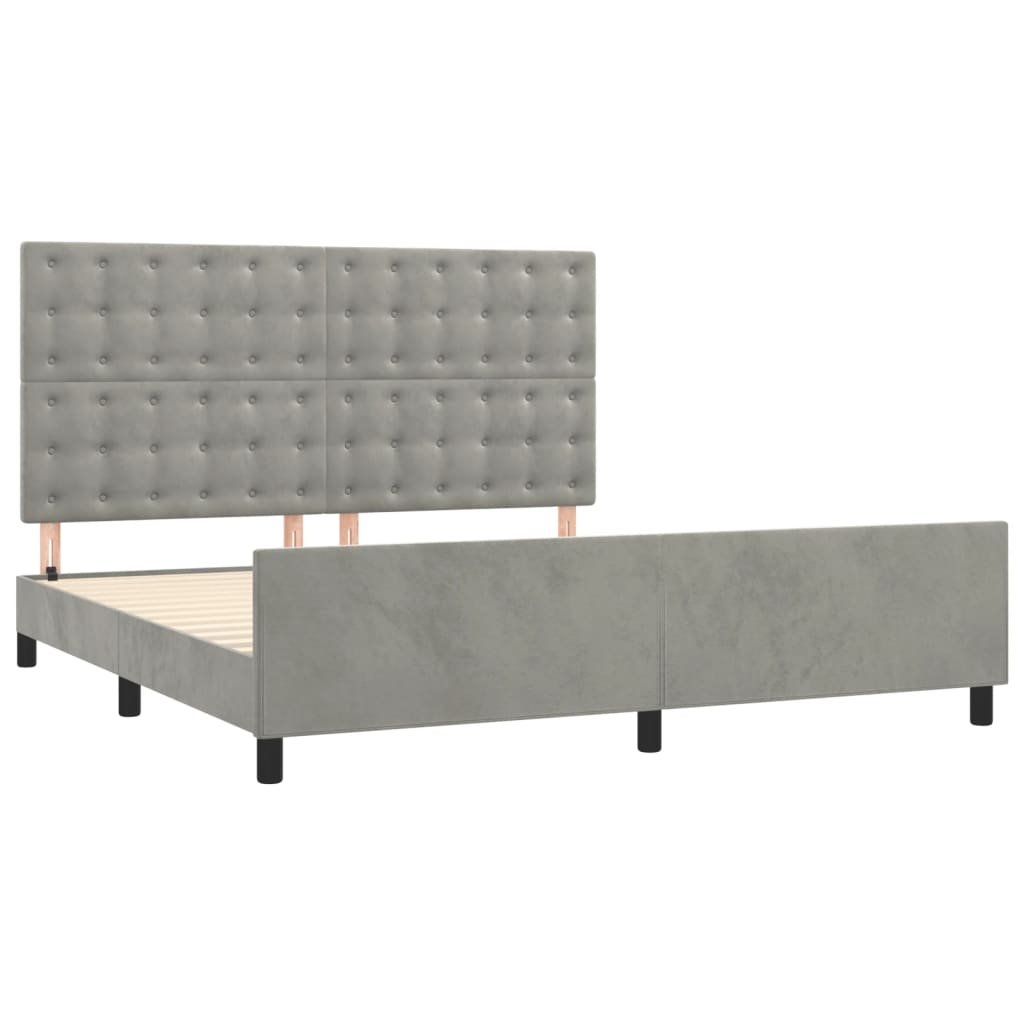 Bedframe met hoofdeinde fluweel lichtgrijs 180x200 cm is nu te koop bij PeponiXL, paradijselijk wonen!