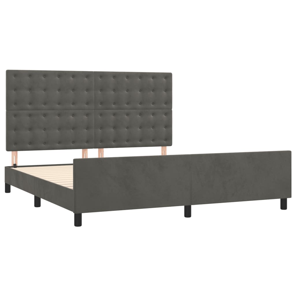 Bedframe met hoofdeinde fluweel donkergrijs 180x200 cm is nu te koop bij PeponiXL, paradijselijk wonen!
