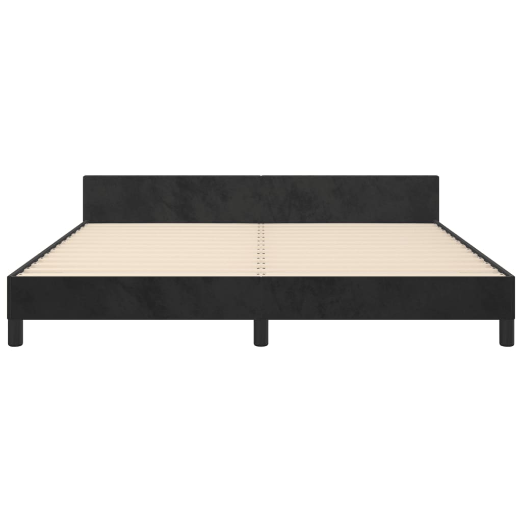Bedframe met hoofdeinde fluweel zwart 180x200 cm is nu te koop bij PeponiXL, paradijselijk wonen!