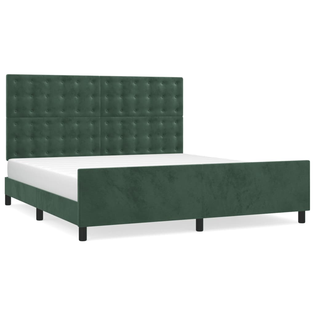 Bedframe met hoofdeinde fluweel donkergroen 180x200 cm is nu te koop bij PeponiXL, paradijselijk wonen!