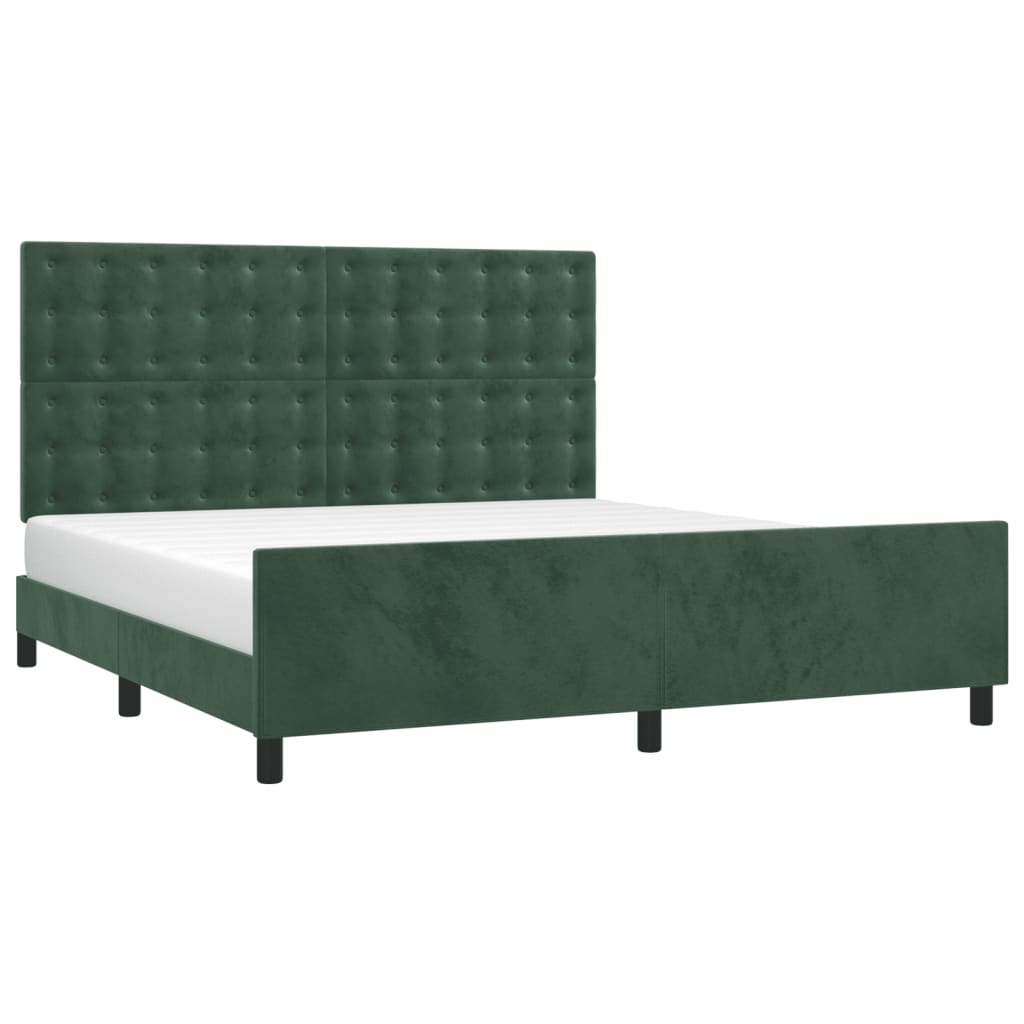 Bedframe met hoofdeinde fluweel donkergroen 180x200 cm is nu te koop bij PeponiXL, paradijselijk wonen!