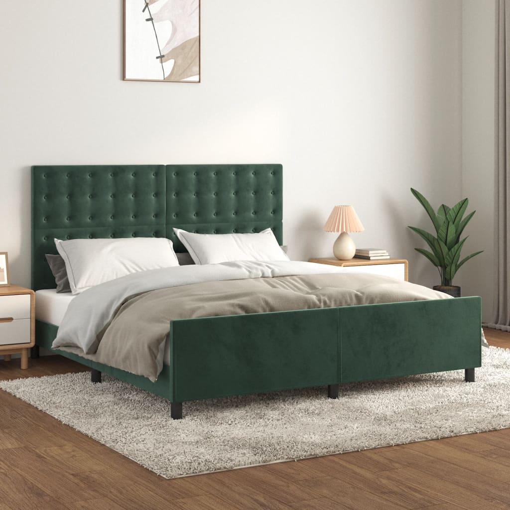 Bedframe met hoofdeinde fluweel donkergroen 180x200 cm is nu te koop bij PeponiXL, paradijselijk wonen!