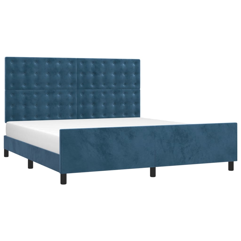 Bedframe met hoofdeinde fluweel donkerblauw 180x200 cm is nu te koop bij PeponiXL, paradijselijk wonen!