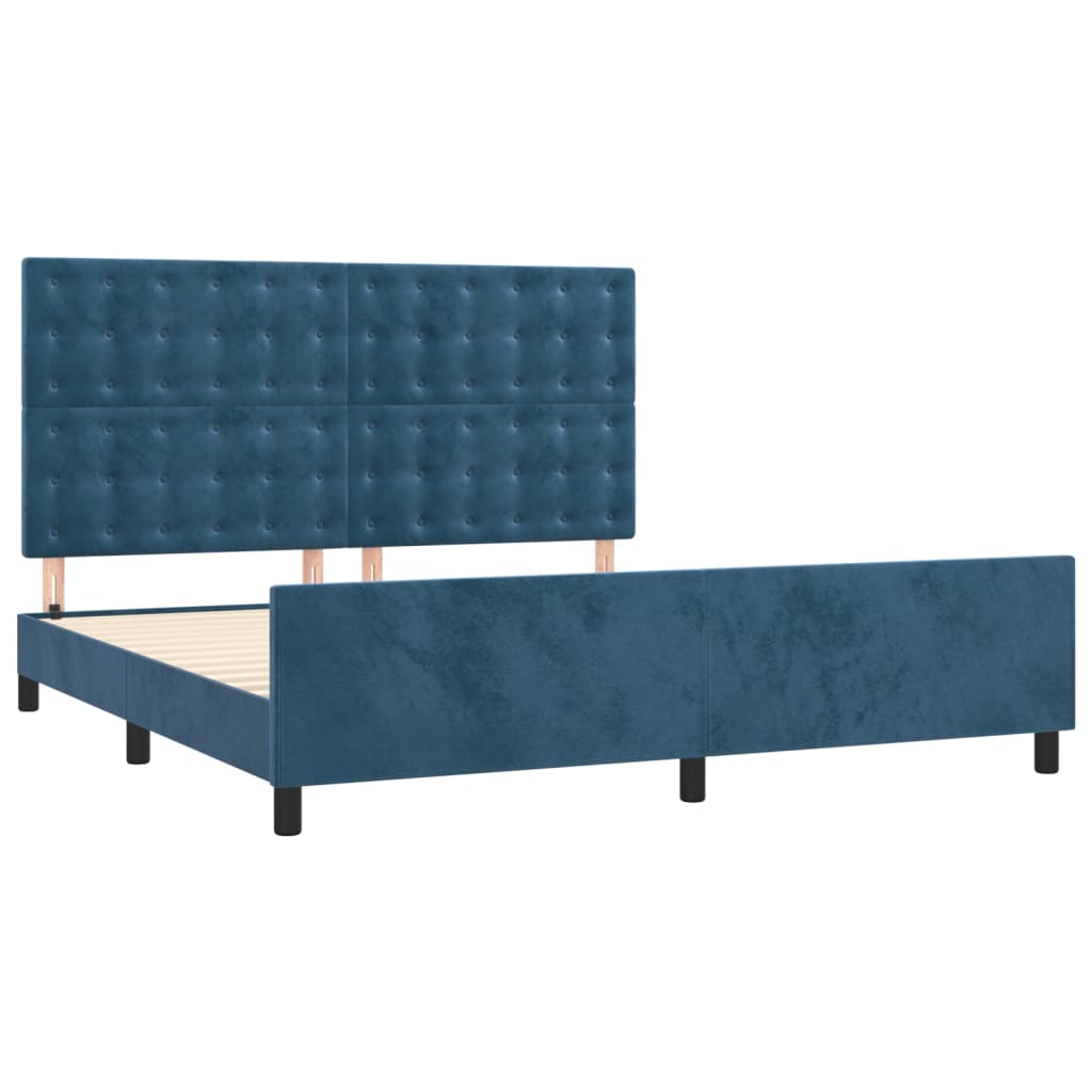 Bedframe met hoofdeinde fluweel donkerblauw 180x200 cm is nu te koop bij PeponiXL, paradijselijk wonen!