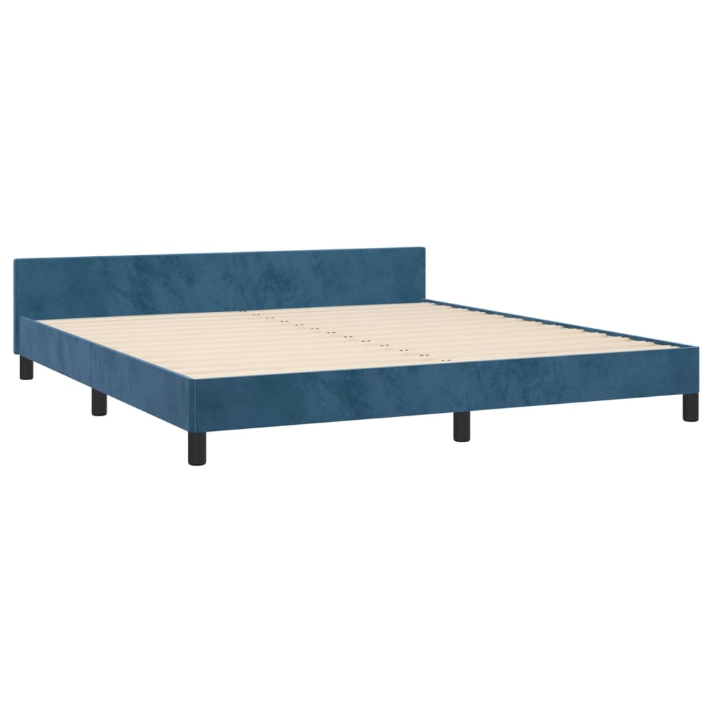 Bedframe met hoofdeinde fluweel donkerblauw 180x200 cm is nu te koop bij PeponiXL, paradijselijk wonen!