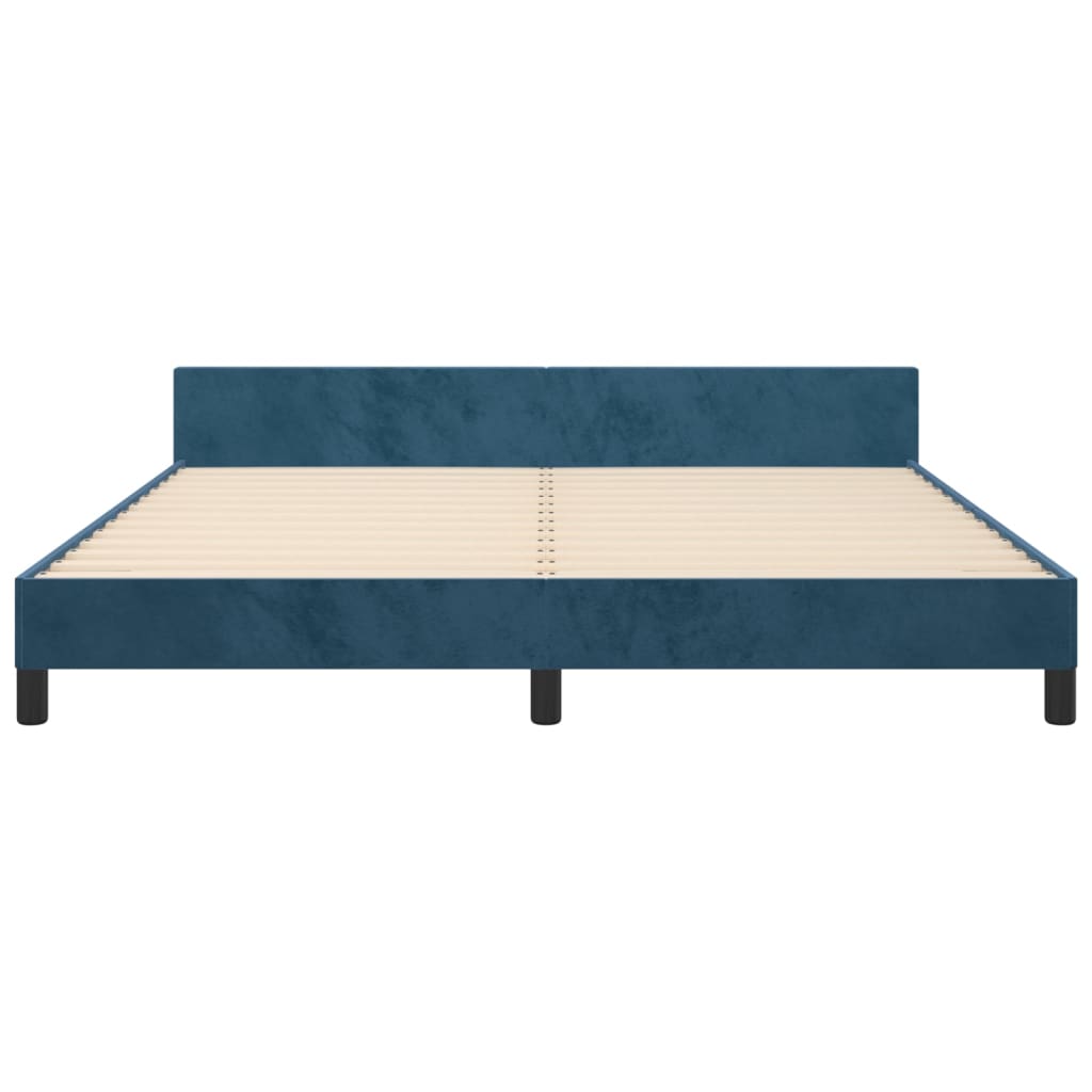 Bedframe met hoofdeinde fluweel donkerblauw 180x200 cm is nu te koop bij PeponiXL, paradijselijk wonen!
