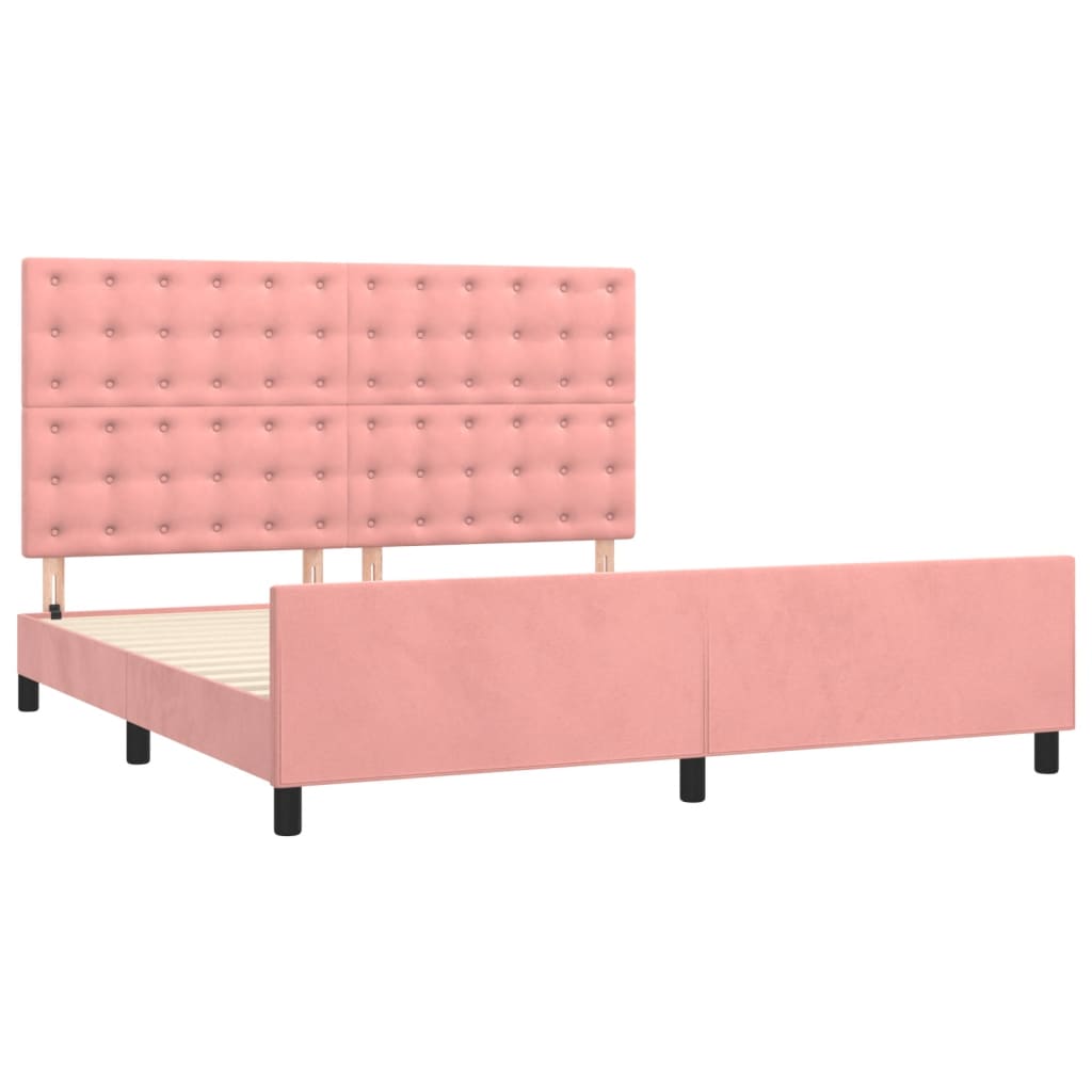Bedframe met hoofdeinde fluweel roze 180x200 cm is nu te koop bij PeponiXL, paradijselijk wonen!